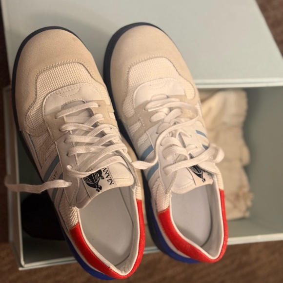 Lanvin Cream and Red Sneakers - Picture 1 of 8